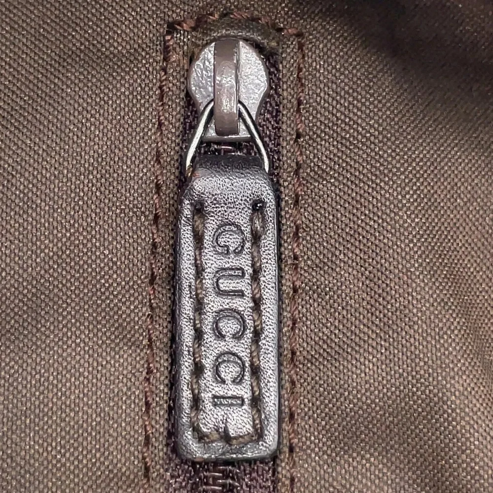 Authentic Gucci GG Bamboo Nylon Leather Brown Shoulder Bag